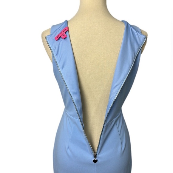 Betsey Johnson Faux Wrap Dress Powder Blue Size 4P - Picture 6 of 9